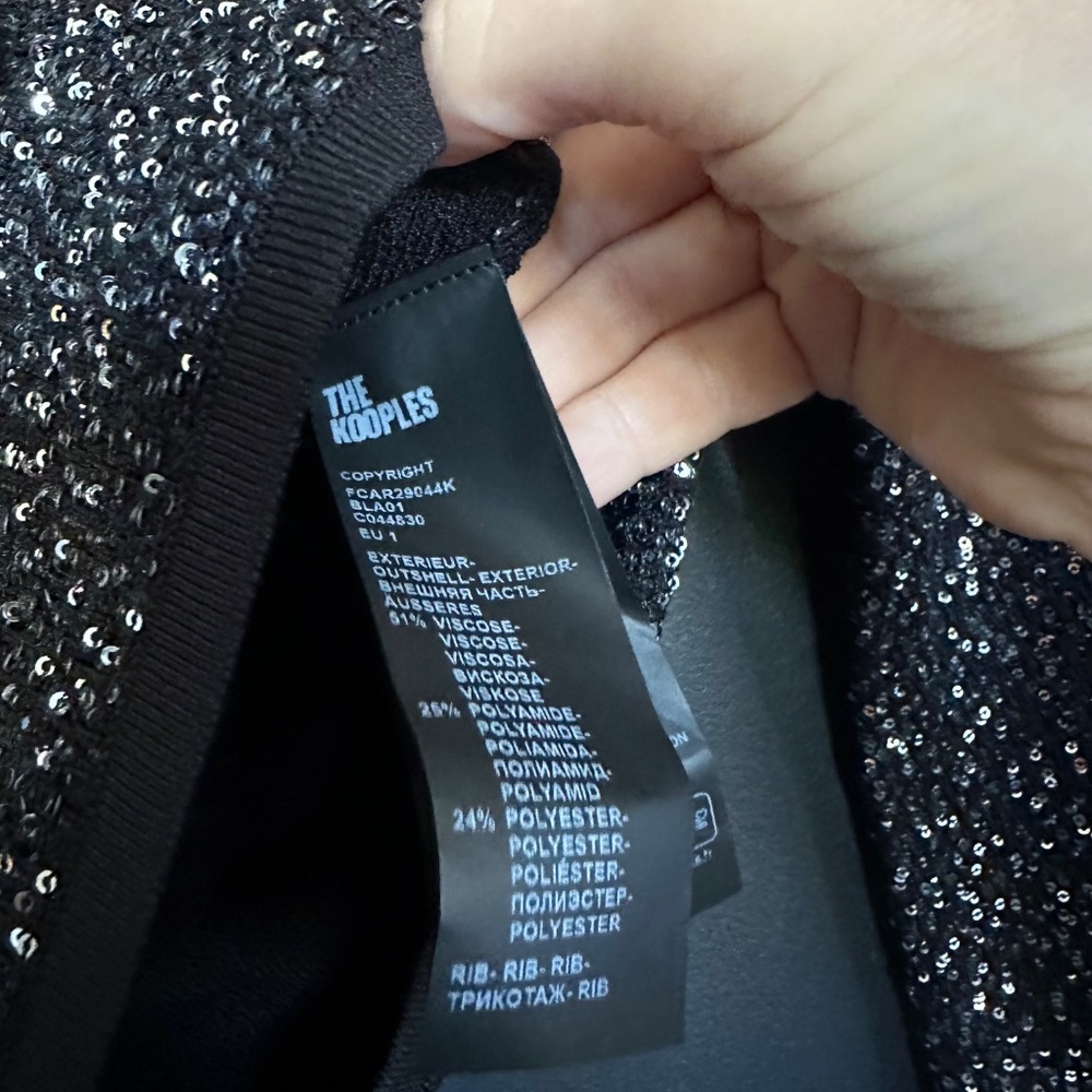 NWT | The Kooples | Black Knit Cardigan Sweater  | Silver Sequin-Embellished - Picture 10 of 10